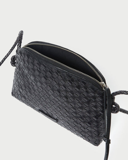 Loeffler Randall Recommended | Mallory Black Woven Leather Crossbody