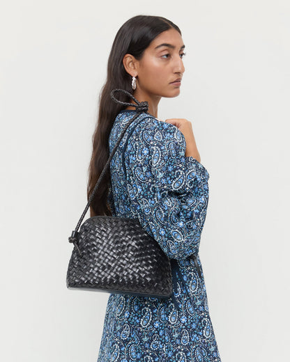 Loeffler Randall Recommended | Mallory Black Woven Leather Crossbody