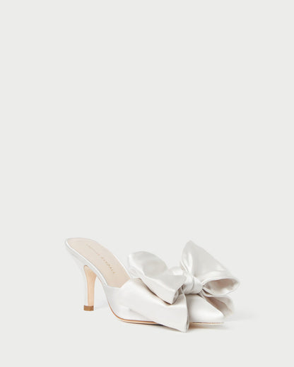 Loeffler Randall Premium | Margot Cream Satin Bow Mule