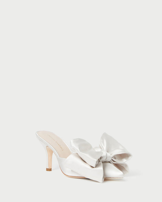 Loeffler Randall Premium | Margot Cream Satin Bow Mule