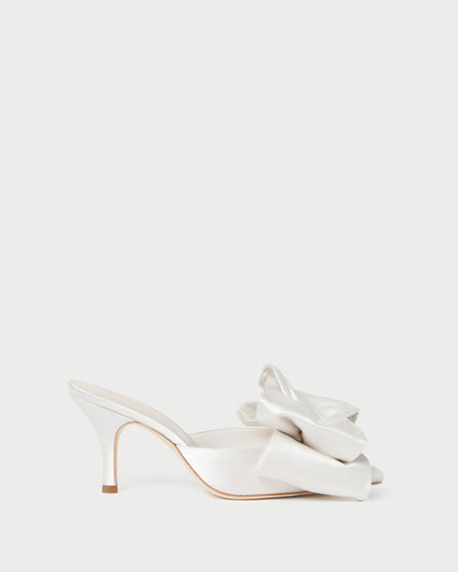 Loeffler Randall Premium | Margot Cream Satin Bow Mule