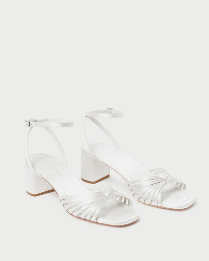 Loeffler Randall Trusted | Olivia Cream Knot Mid-Heel Sandal