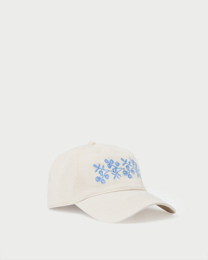 Loeffler Randall Signature | Cairo Natural/Blue Embroidered Cap
