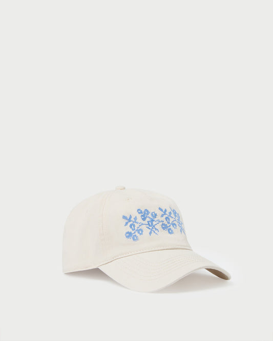 Loeffler Randall Signature | Cairo Natural/Blue Embroidered Cap