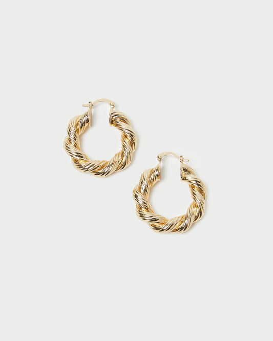 Loeffler Randall Everyday | Atticus Gold Twisted Hoop Earrings