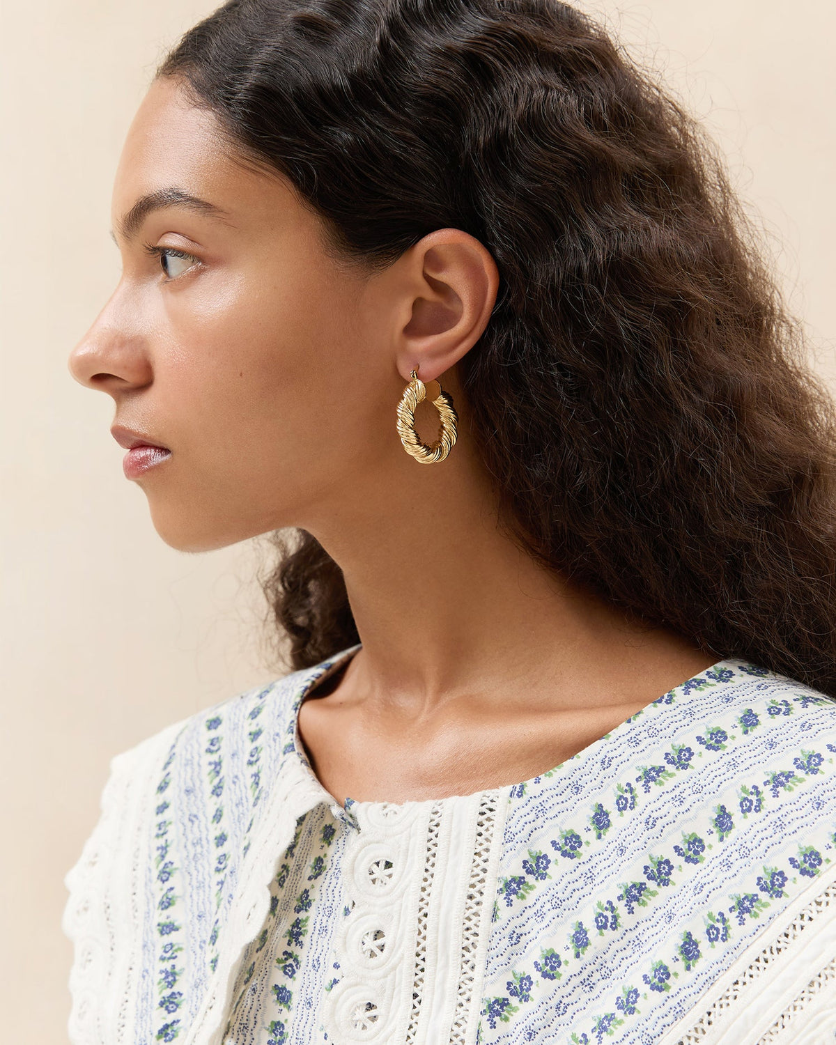 Loeffler Randall Everyday | Atticus Gold Twisted Hoop Earrings