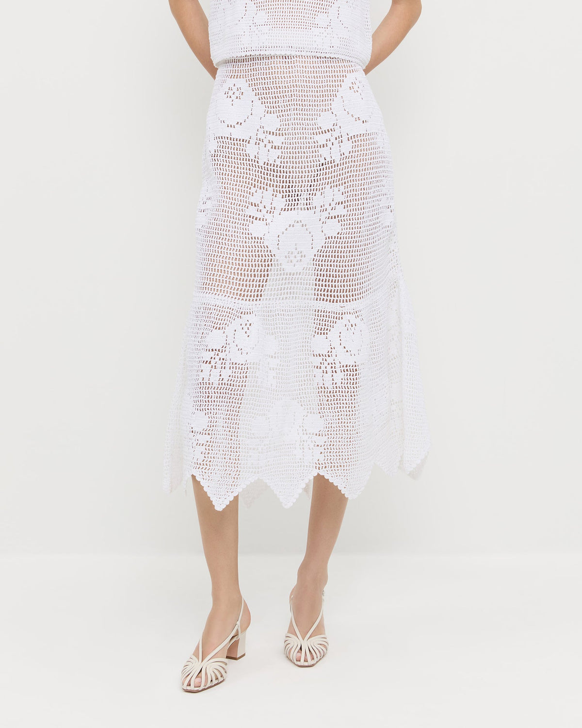 Loeffler Randall New | Sullivan Cream Crochet Skirt