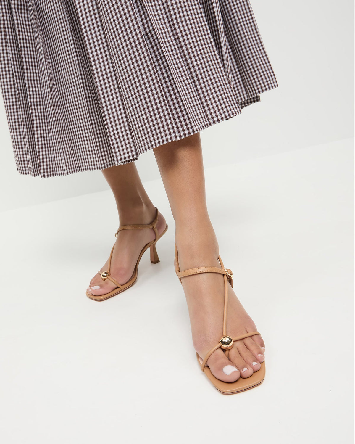 Loeffler Randall Quality | Triana Dune Leather Mid-Heel Sandal