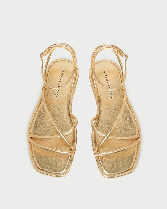 Loeffler Randall Customer Favorite | Noor Gold Leather Flat Sandal