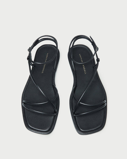 Loeffler Randall Essential | Noor Black Leather Flat Sandal