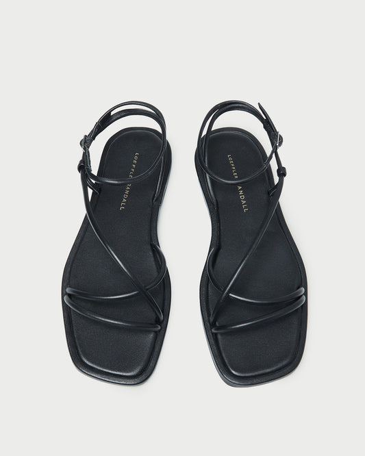 Loeffler Randall Essential | Noor Black Leather Flat Sandal