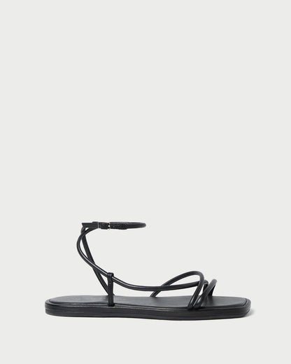 Loeffler Randall Essential | Noor Black Leather Flat Sandal