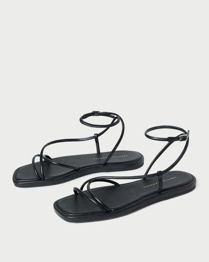 Loeffler Randall Essential | Noor Black Leather Flat Sandal