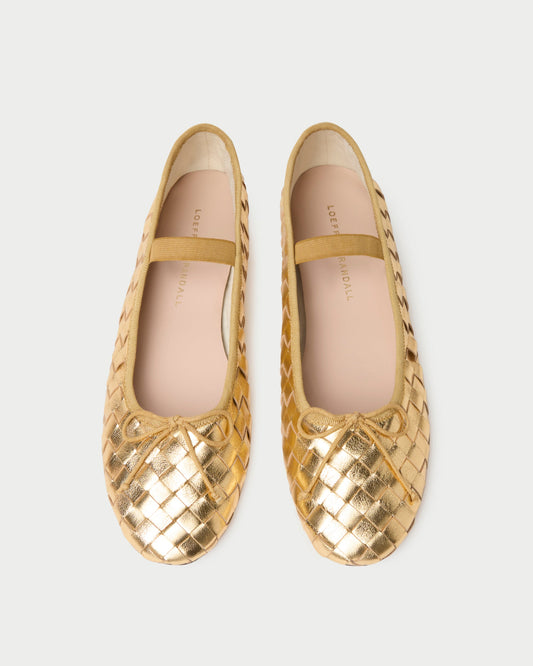 Loeffler Randall Popular | Leonie Gold Woven Ballet Flat