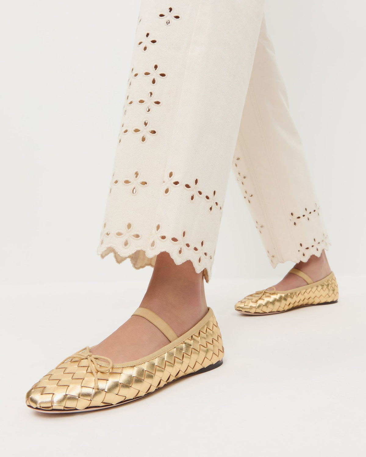 Loeffler Randall Popular | Leonie Gold Woven Ballet Flat