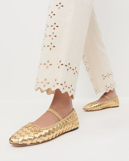 Loeffler Randall Popular | Leonie Gold Woven Ballet Flat