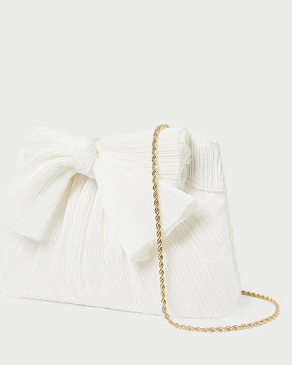Loeffler Randall Discount | Rayne White Pleated Bow Clutch