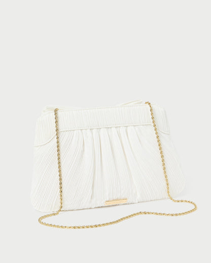 Loeffler Randall Discount | Rayne White Pleated Bow Clutch