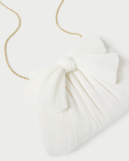 Loeffler Randall Discount | Rayne White Pleated Bow Clutch