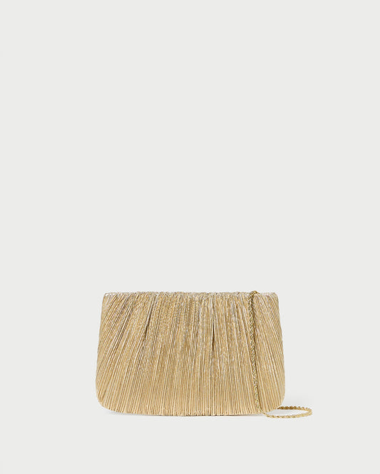 Loeffler Randall Popular | Brit Gold Lamé Pleated Clutch