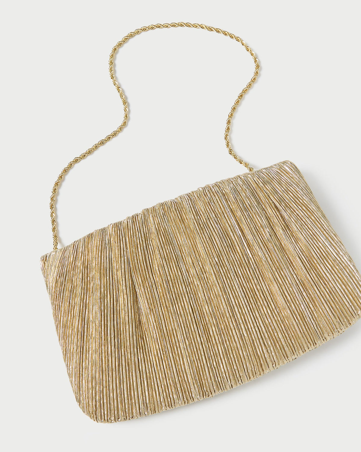 Loeffler Randall Popular | Brit Gold Lamé Pleated Clutch