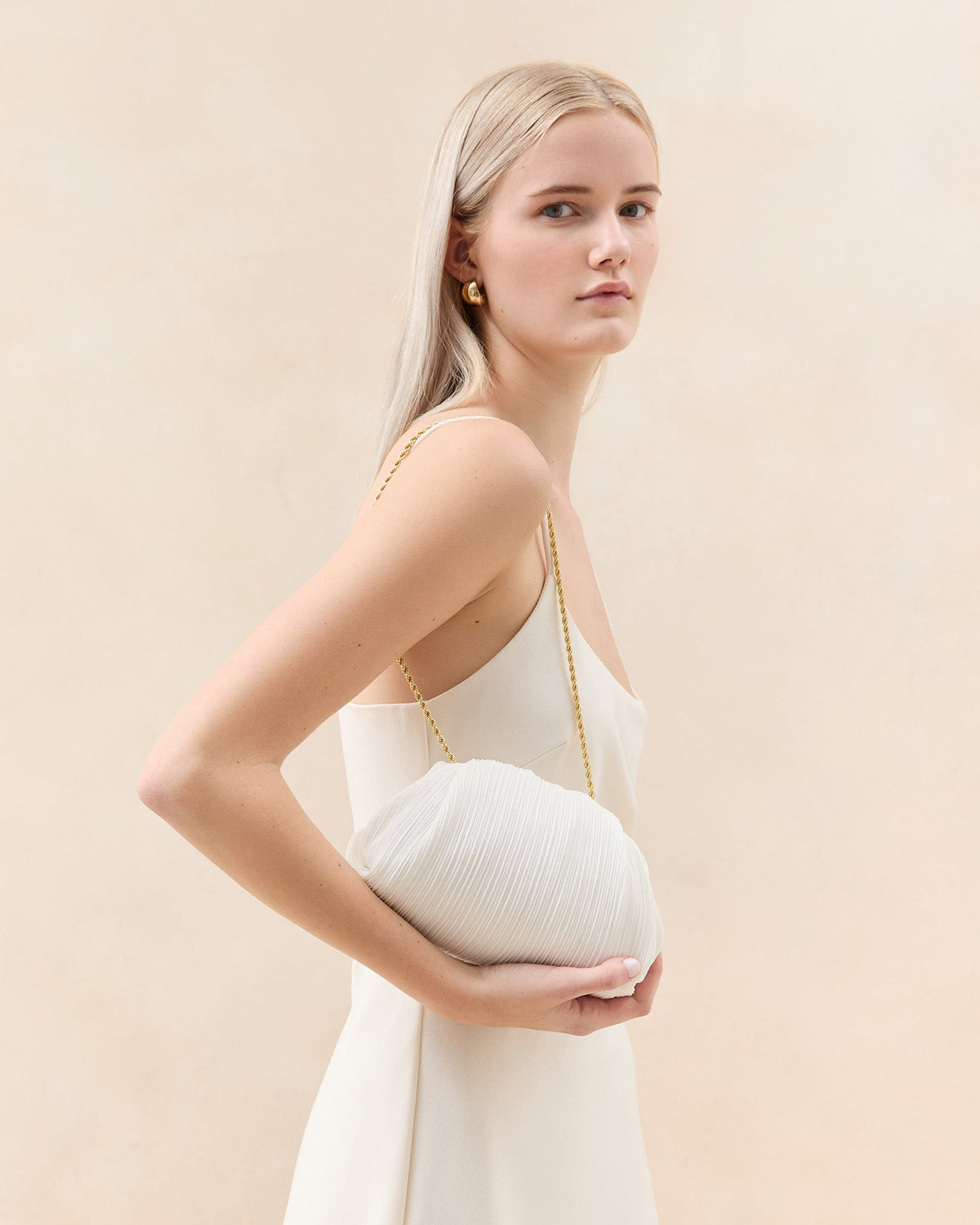 Loeffler Randall Classic | Bailey White Pleated Dome Clutch