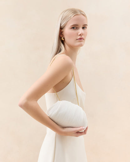 Loeffler Randall Classic | Bailey White Pleated Dome Clutch