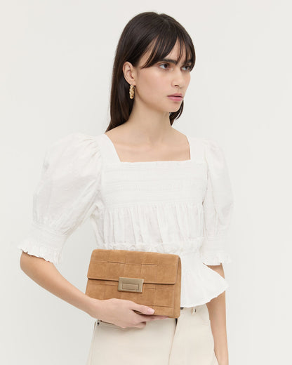 Loeffler Randall Classic | Delphine Toffee Suede Shoulder Bag