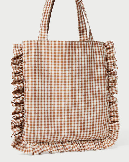 Loeffler Randall Everyday | Justine Brown Gingham Ruffle Tote
