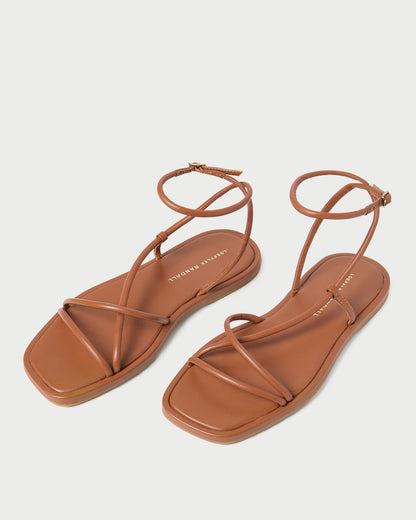 Loeffler Randall Discount | Noor Timber Leather Flat Sandal