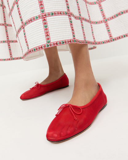 Loeffler Randall Recommended | Landon Red Mesh Ballet Flat