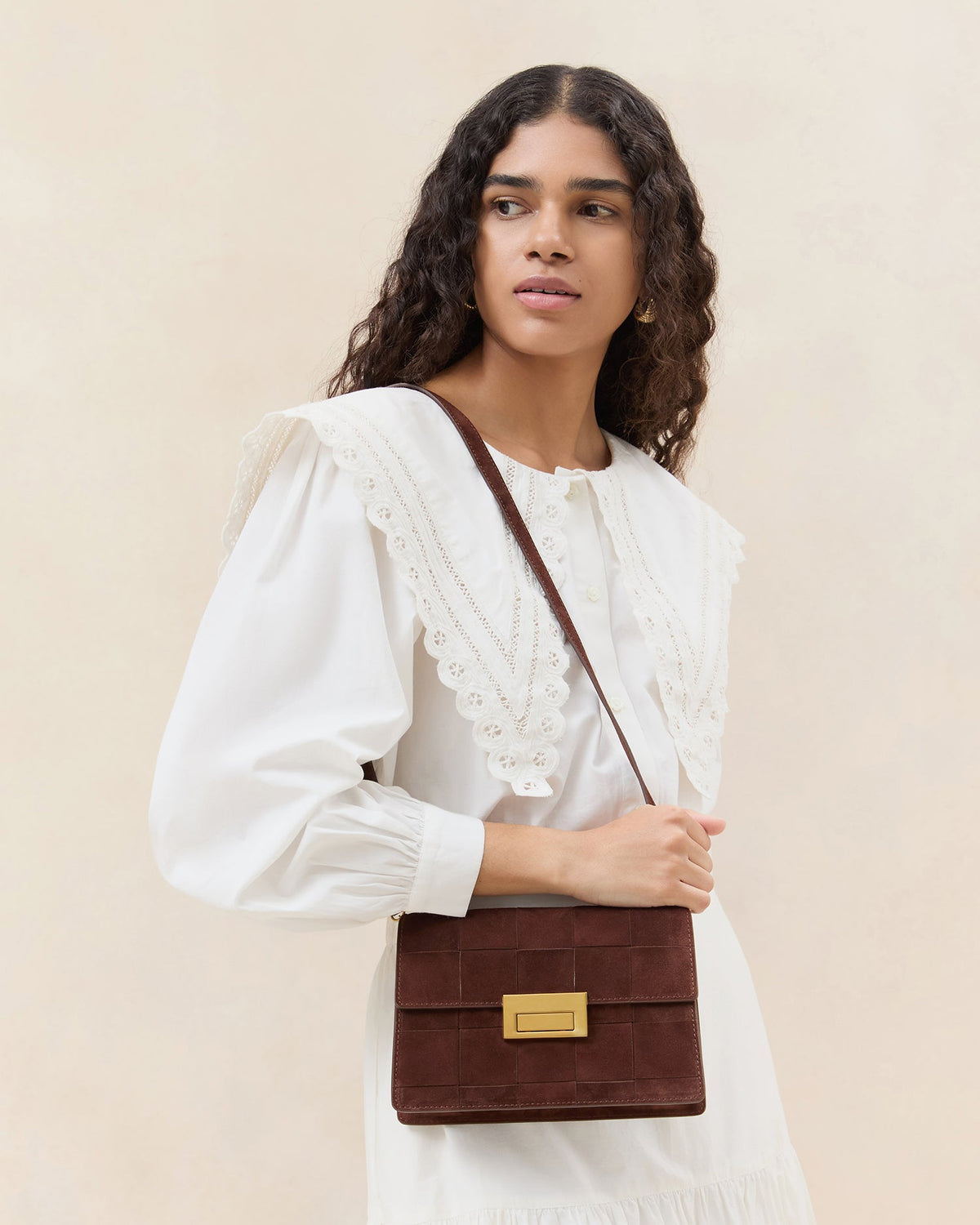 Loeffler Randall Smart Buy | Delphine Espresso Suede Shoulder Bag