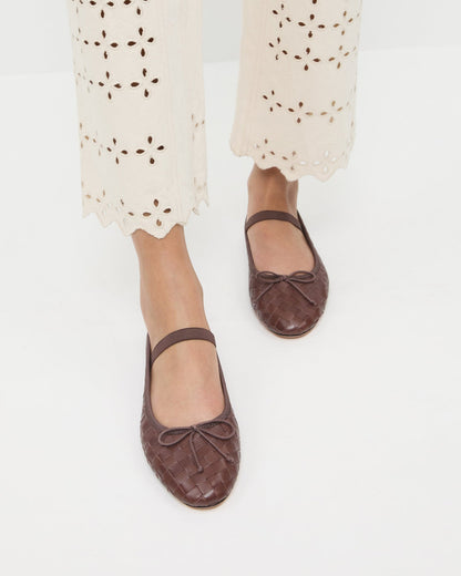 Loeffler Randall Quality | Leonie Espresso Woven Ballet Flat