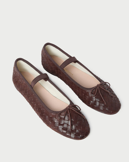 Loeffler Randall Quality | Leonie Espresso Woven Ballet Flat