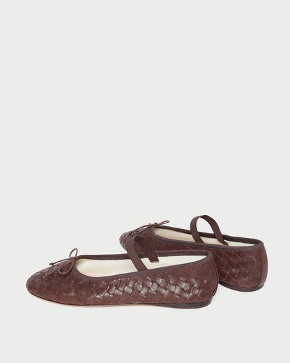Loeffler Randall Quality | Leonie Espresso Woven Ballet Flat