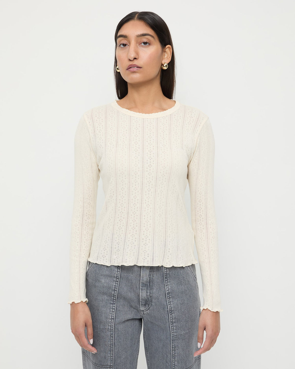 Loeffler Randall Premium | Lolo Pointelle Long-Sleeve Tee