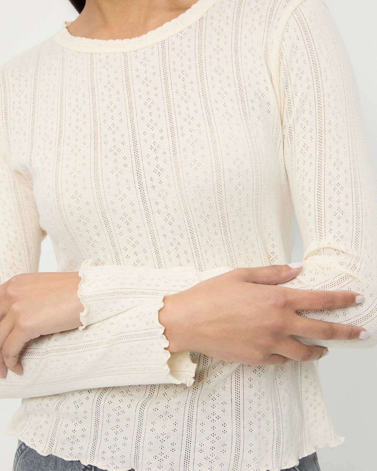 Loeffler Randall Premium | Lolo Pointelle Long-Sleeve Tee