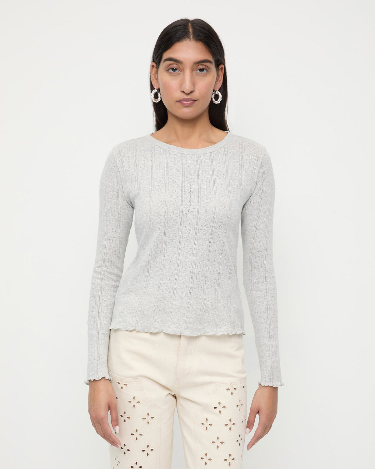 Loeffler Randall Signature | Lolo Pointelle Long-Sleeve Tee