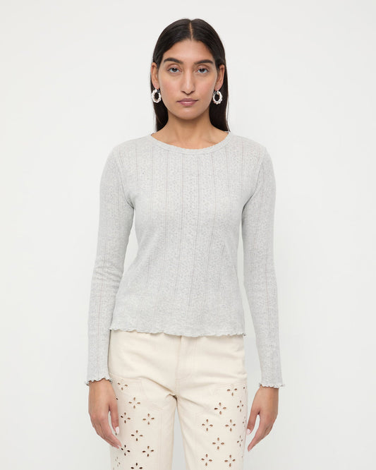 Loeffler Randall Signature | Lolo Pointelle Long-Sleeve Tee