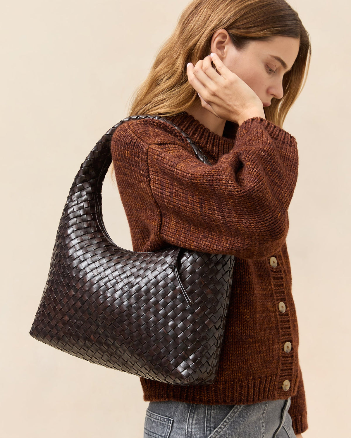 Loeffler Randall Latest | Willow Chocolate Woven Hobo Bag