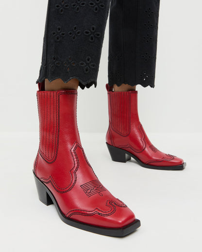 Loeffler Randall Exclusive | Agnes Red Leather Western Boot