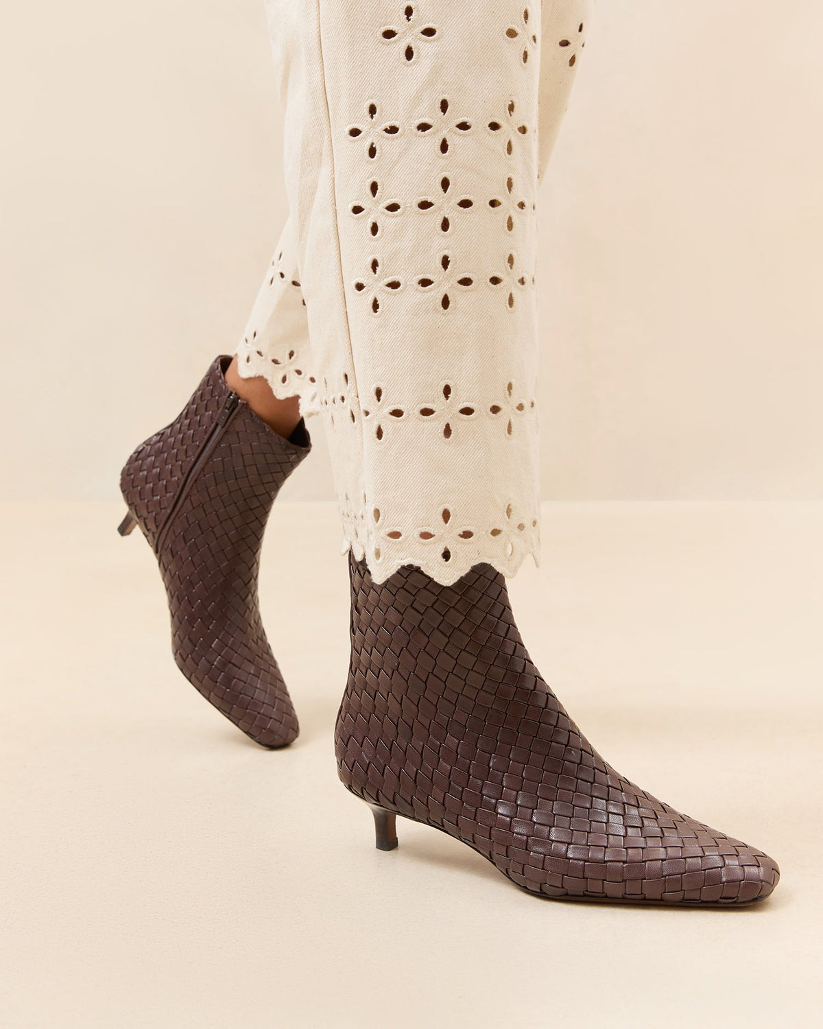 Loeffler Randall Discount | Marcella Espresso Woven Ankle Boot