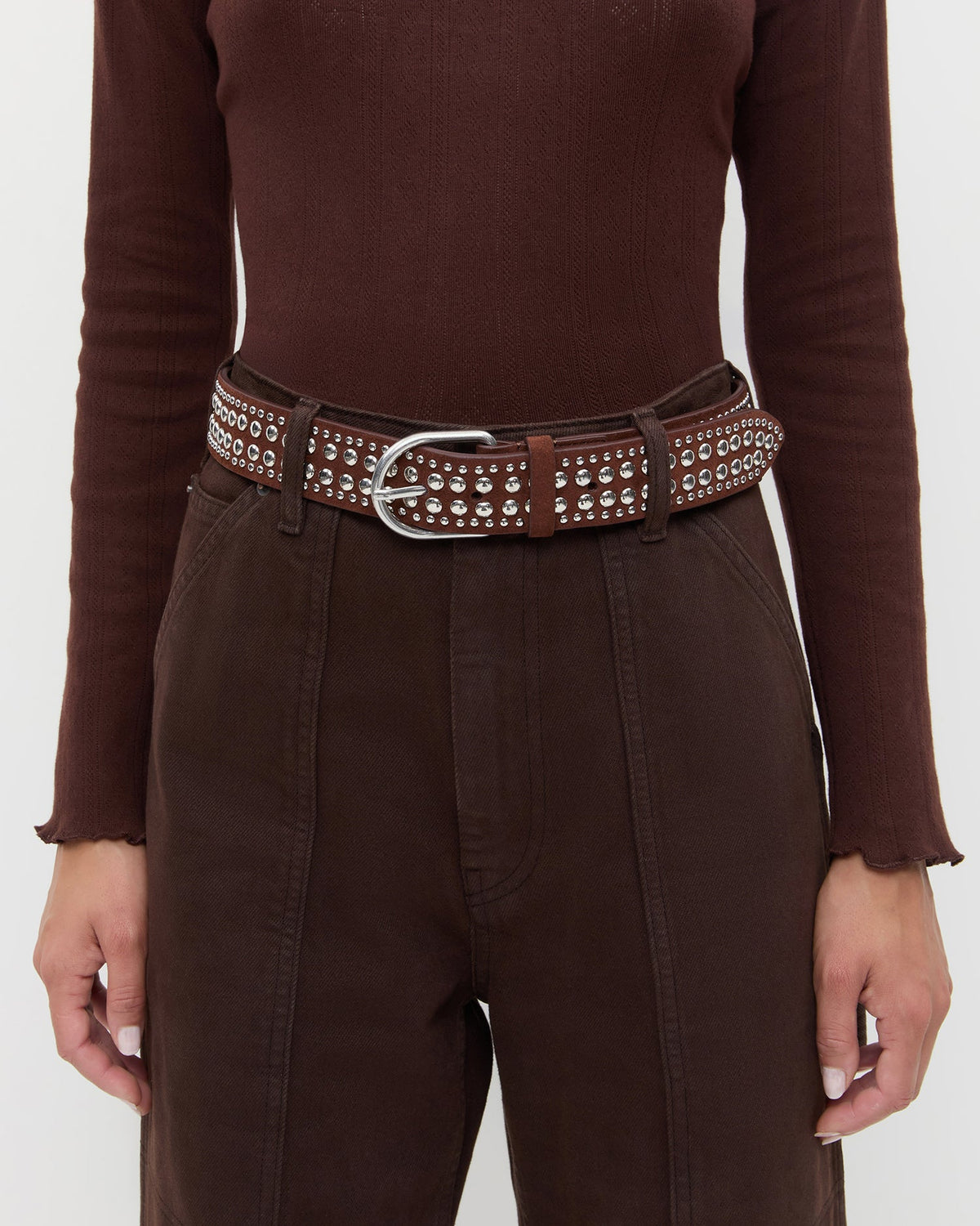 Loeffler Randall Latest | Isaac Espresso/Silver Studded Belt