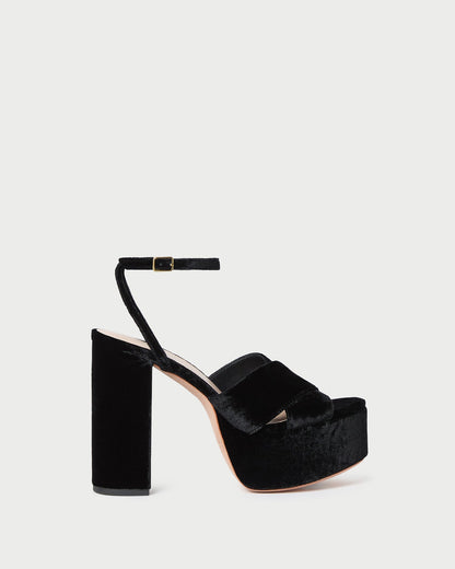 Loeffler Randall Sale | Loretta Black Velvet Platform Sandal