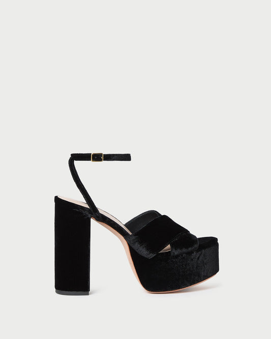 Loeffler Randall Sale | Loretta Black Velvet Platform Sandal