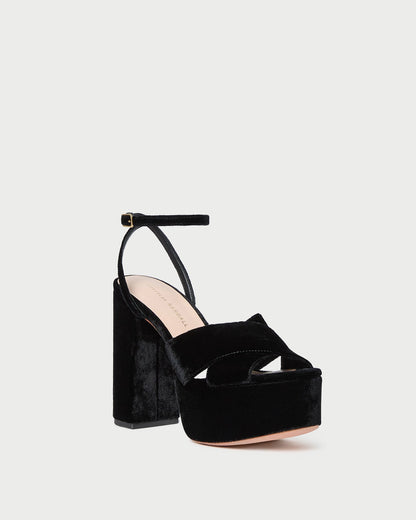 Loeffler Randall Sale | Loretta Black Velvet Platform Sandal