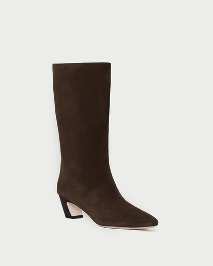 Loeffler Randall Classic | Cleo Brown Suede Mid-Calf Boot