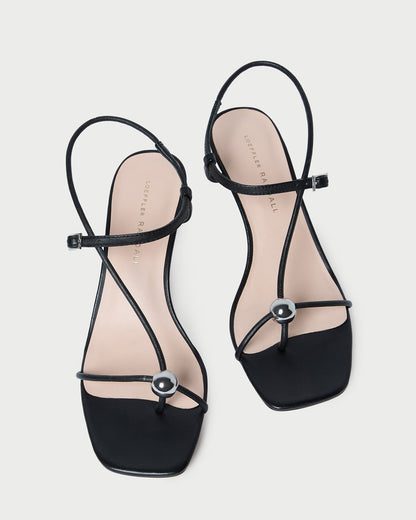 Loeffler Randall Signature | Triana Black Leather Mid-Heel Sandal