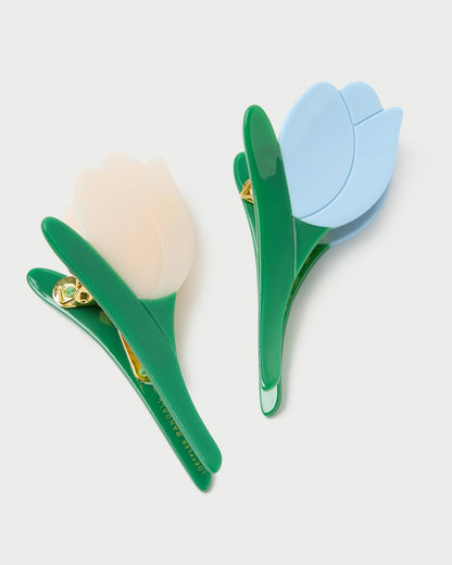Loeffler Randall Great Value | Juniper Blue/Cream Multi Tulip Clip Set