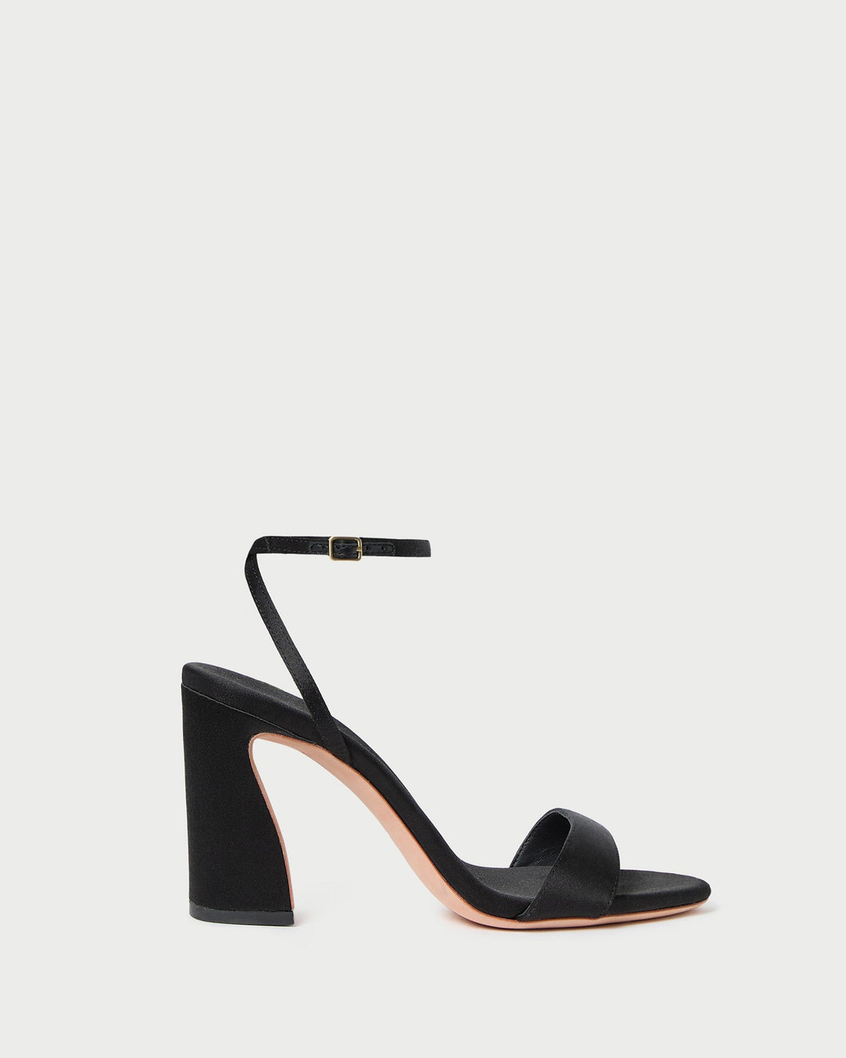 Loeffler Randall Everyday | Malia Black Satin Curved-Heel Sandal